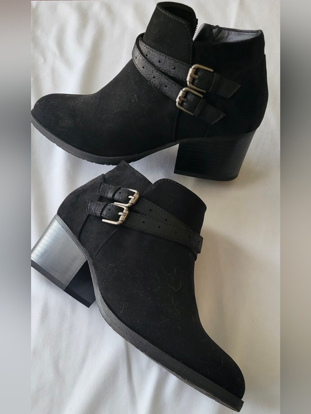 Kohl's Black Suede Double-Buckle Ankle Booties